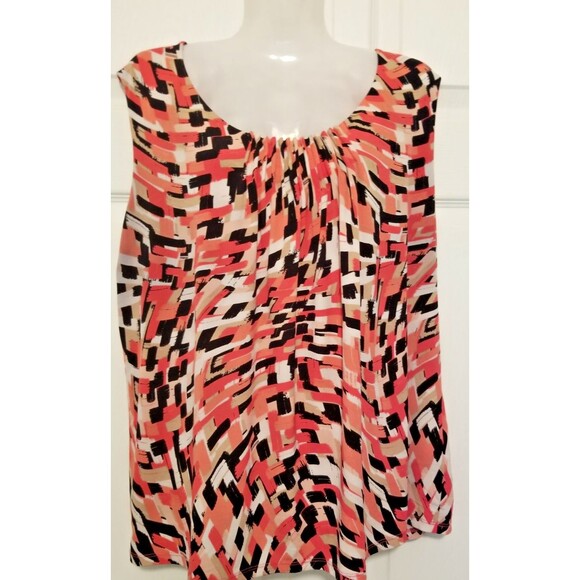 Jones Studio Women's Blouse Top Size 1X Multicolr Geometric Design Sleeveless - Picture 1 of 5